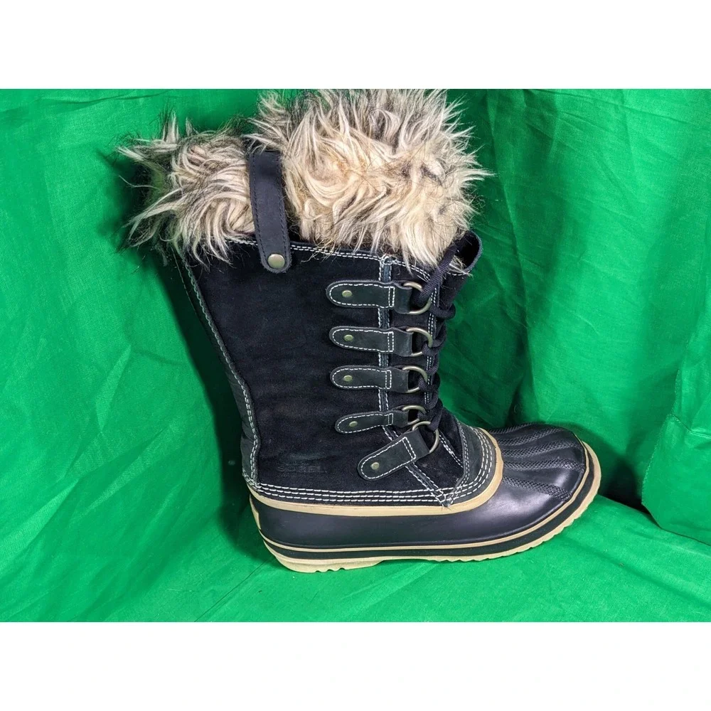 Sorel Womens Joan Of Arctic Fur Waterproof Snow Black Boots NL1540-010 Size 7 - Picture 8 of 10